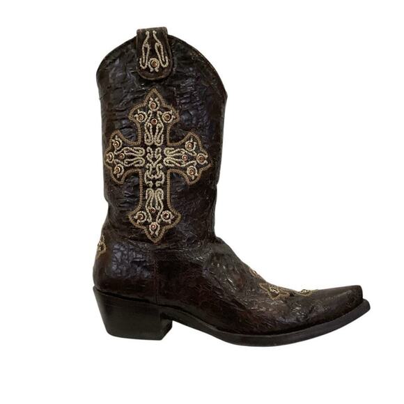 Old Gringo Brown Leather Jeweled Studded Cross Western Cowgirl Boot Size 6 - Picture 2 of 12